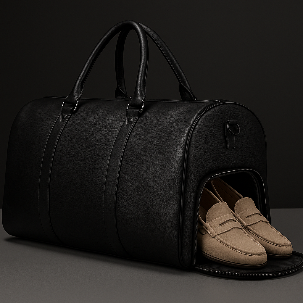 Leren Weekendtas voor Heren – Luxe Reistas – Zwart