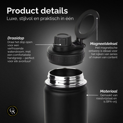 Stalen Waterfles met telefoonhouder geschikt voor MagSafe