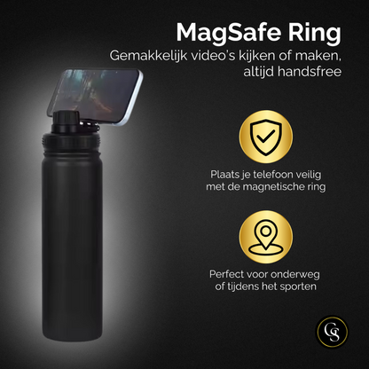 Stalen Waterfles met telefoonhouder geschikt voor MagSafe
