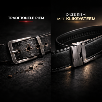 Leren Riem Zonder Gaatjes met Kliksysteem – Volnerf Leer – Carbon All Black