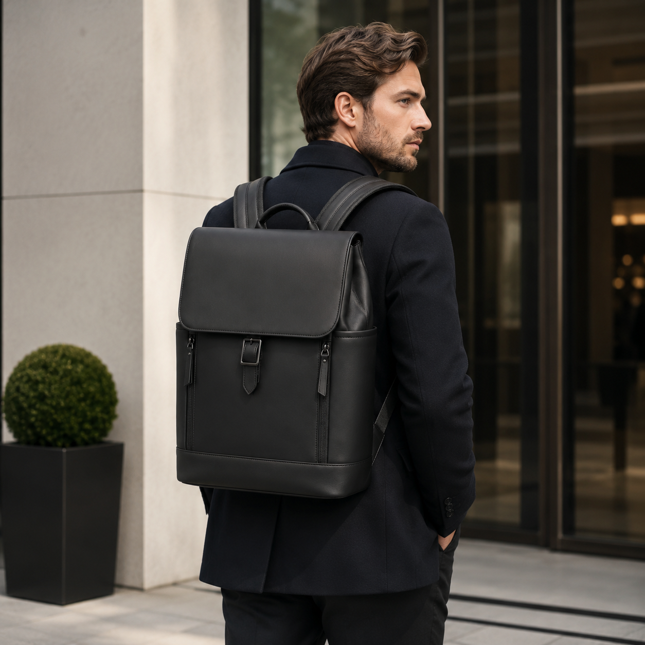 Business Backpack - Rugtas voor heren - Vegan Leer
