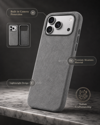 Alcantara iPhone Hoesje – Italiaans Alcantara – Luxe Bescherming & MagSafe