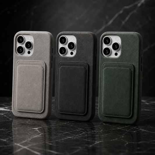 Alcantara MagSafe Pasjeshouder – Italiaans Alcantara – Luxe Wallet voor iPhone
