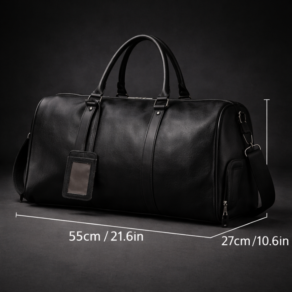 Leren Weekendtas voor Heren – Luxe Reistas – Zwart