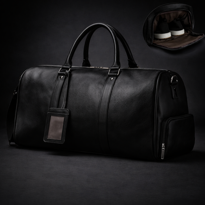 Leren Weekendtas voor Heren – Luxe Reistas – Zwart