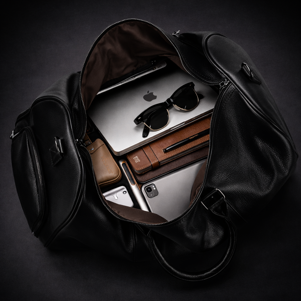 Leren Weekendtas voor Heren – Luxe Reistas – Zwart