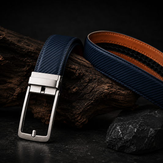 Donkerblauwe Carbon Riem Zonder Gaatjes