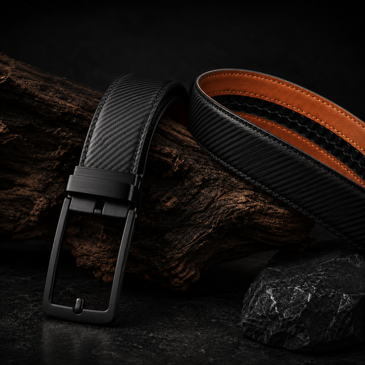 Zwarte Carbon Riem Zonder Gaatjes