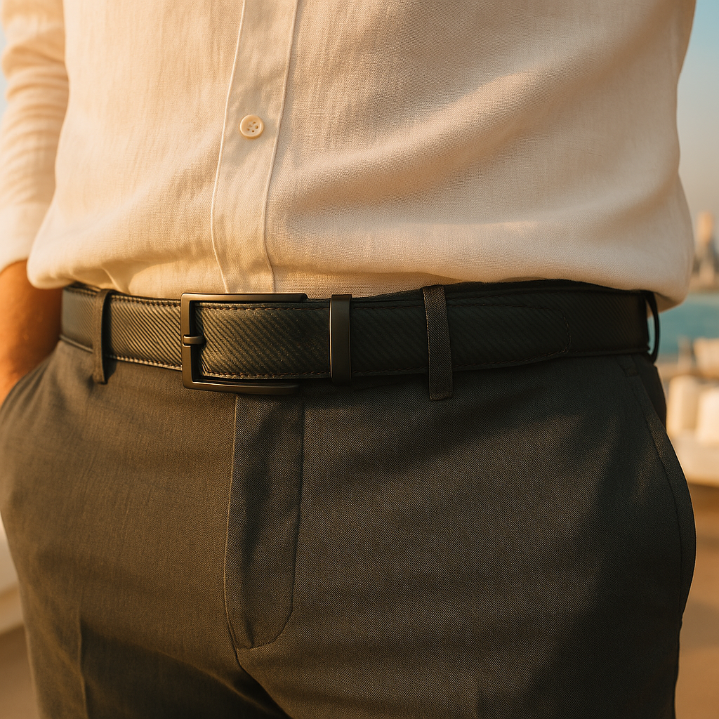 Leren Riem Zonder Gaatjes - Carbon Black