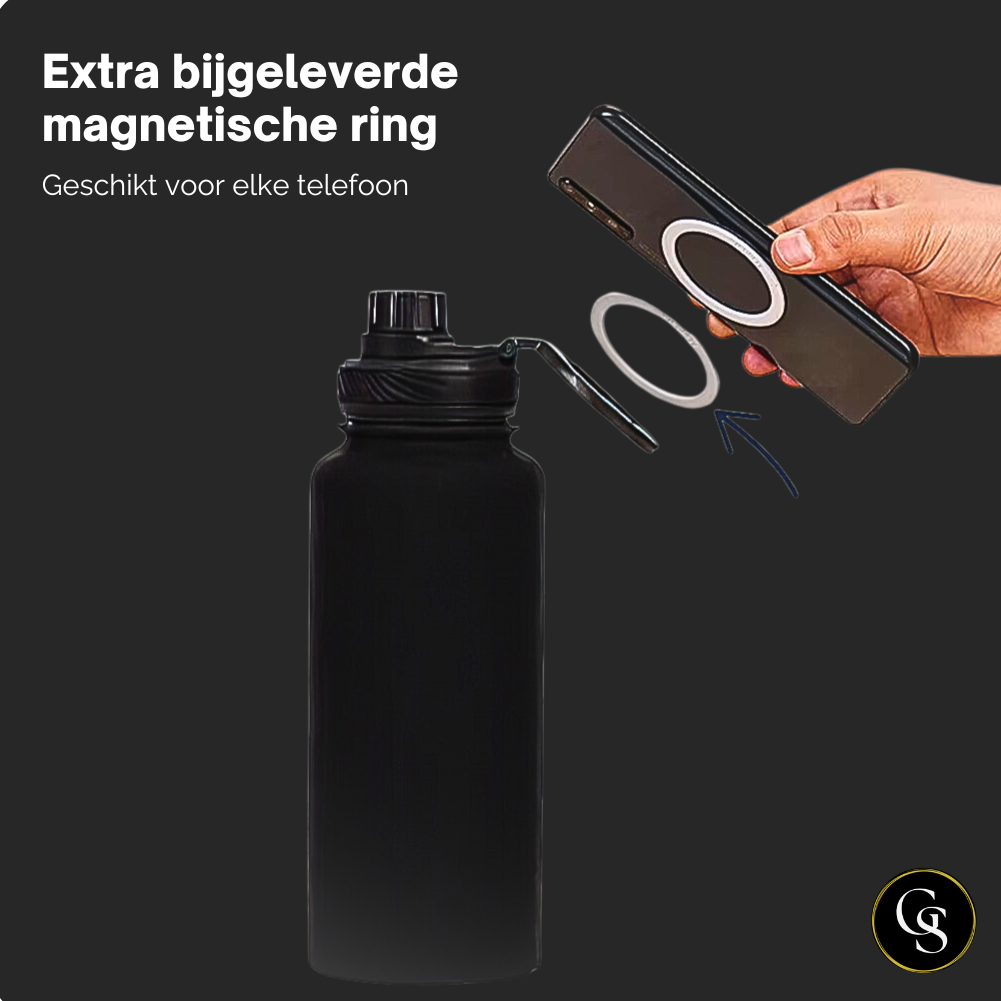 Stalen Waterfles met telefoonhouder geschikt voor MagSafe