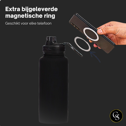 Stalen Waterfles met telefoonhouder geschikt voor MagSafe